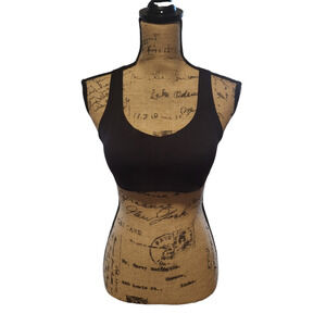 Lululemon solid black strappy sports bra, size 6